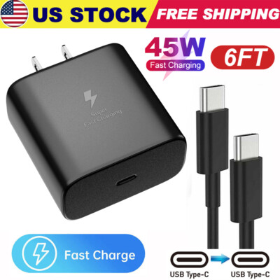 45w Type USB-C Super Fast Wall Charger +6FT Cable For Samsung Galaxy S23 S22 S21