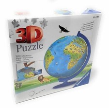 Ravensburger Childrens World Globe 3-D Puzzle Ages 6-99 Rotating Base New