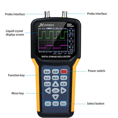 2Channels Handheld Digital Oscilloscope JDS2022A 8bit 20MHZ 200MSa/s Sample Rate
