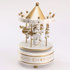 Giostrina Giostra Musicale Carosello Carillon In Legno Cavalli Bianca moc