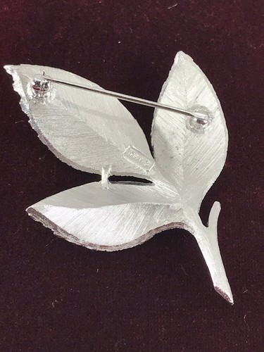 Vintage Trifari 3 Silver Leaf Leaves Brooch Pin - Picture 8 of 18