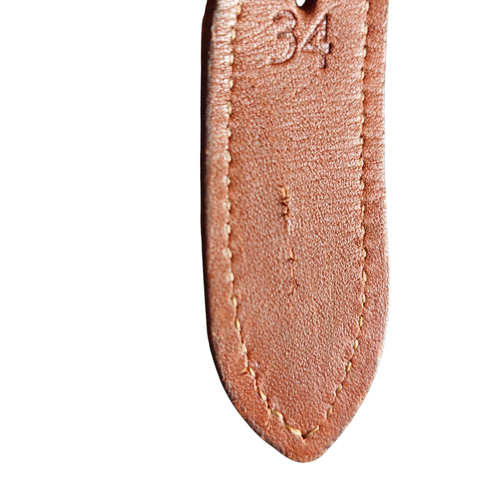 Crook Horn Hand Made Belt Croc Leather Ends Elastic Woven Brass Buckle Brown - Picture 8 of 10
