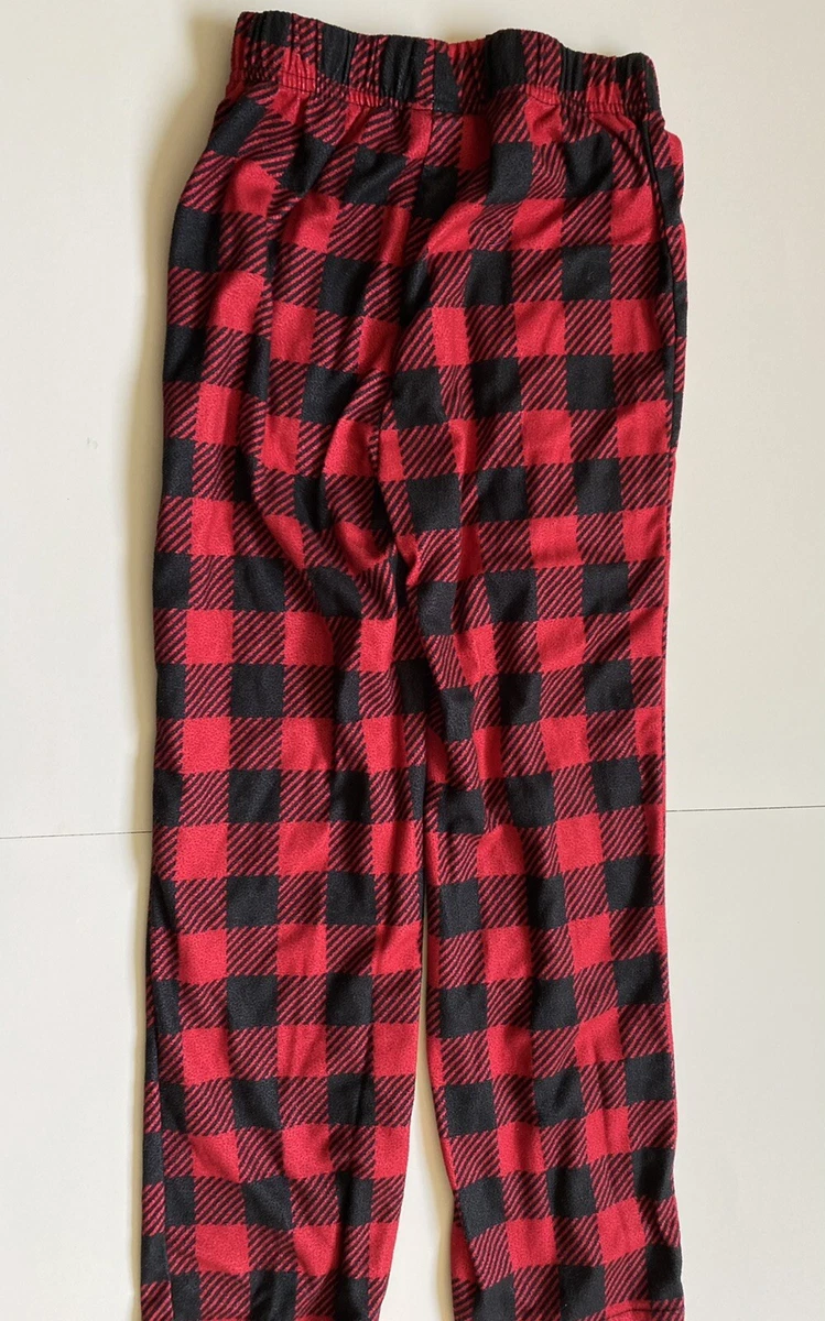 GIRLS BUFFALO PLAID RED BLACK HOLIDAY PAJAMA BOTTOMS 6 7 PJS fleece CHRISTMAS