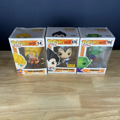 Funko Pop Dragon Ball Z Vegeta Over 9000Exclusive #676 & #14 Goku #704 Piccolo