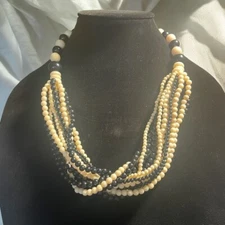 Multi Strand Beaded Necklace Chunky Beads Boho Chic Retro Party Office Statement