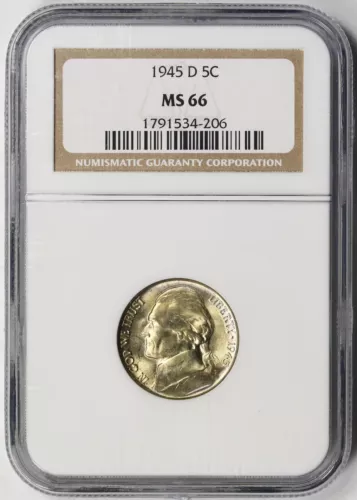 1945-D Jefferson Nickel 5C MS 66 NGC