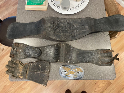 VINTAGE HARLEY DAVIDSON & Beck Kidney Belts w/ Air Cleaner Cover 