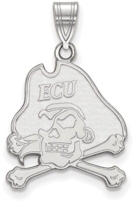 14K Weißgold East Carolina University großer Anhänger von LogoArt (4W004ECU)