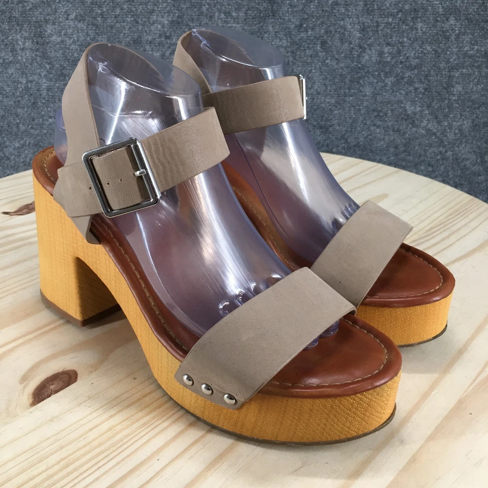 Mia Sandals Womens 9.5 M Sabrina Ankle Strap Brown Faux Leather Open Toe Block - Image 3 of 4