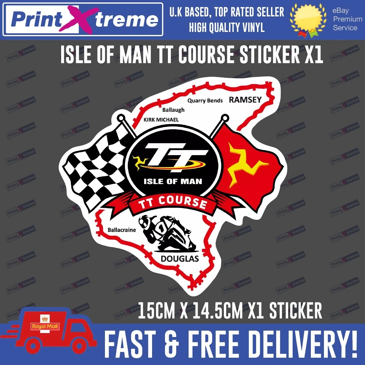 Île de Man Ellan Vannin, TT Races, Triskellion Mannois UK 7,6 cm (75 mm) Vinyle Bike-helmet Stickers, décalcomanies X6 Île de Man Ellan Vannin, TT Races, Triskellion Mannois UK 7,6 cm (75 mm) Vinyle Bike-helmet Stickers, décalcomanies X6