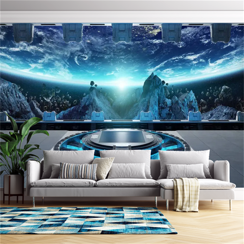 3D Spaceship Interior Backdrop Self-Adhesive Wallpaper Wall Murals Poster - Picture 5 of 5