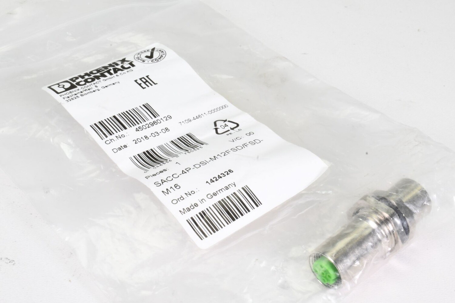 Phoenix Contact 1424326 ,SACC-4P-DSI-M12FSD/FSD-M16, Gerätesteckverbinder