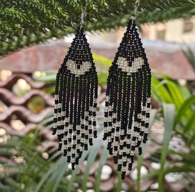 Handmade Seed Bead Fringe Earrings - Long Tassel Beaded Jewelry for Women