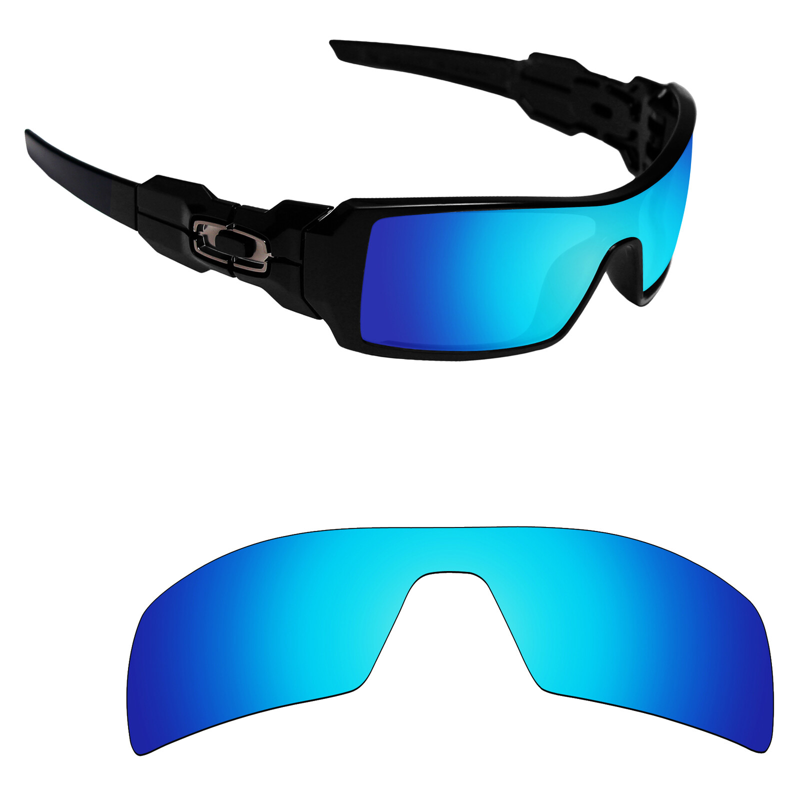 Hawkry Polarized Replacement Lenses for-Oakley Oil Rig Sunglass Ice Blue Mirror