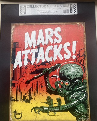 Mars Attacks Tin Metal Sign Topps Comic Book Movie Poster Aliens 12x18 New Alien