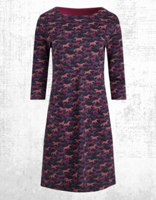 Ex Weird Fish Women s Starshine Organic Cotton Jersey Dress in Mulled Wine