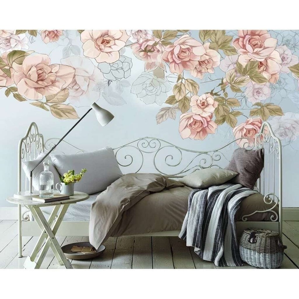 Soft Pink Flower Vintage Removable Wallpaper Pink H98" x W150" eBay