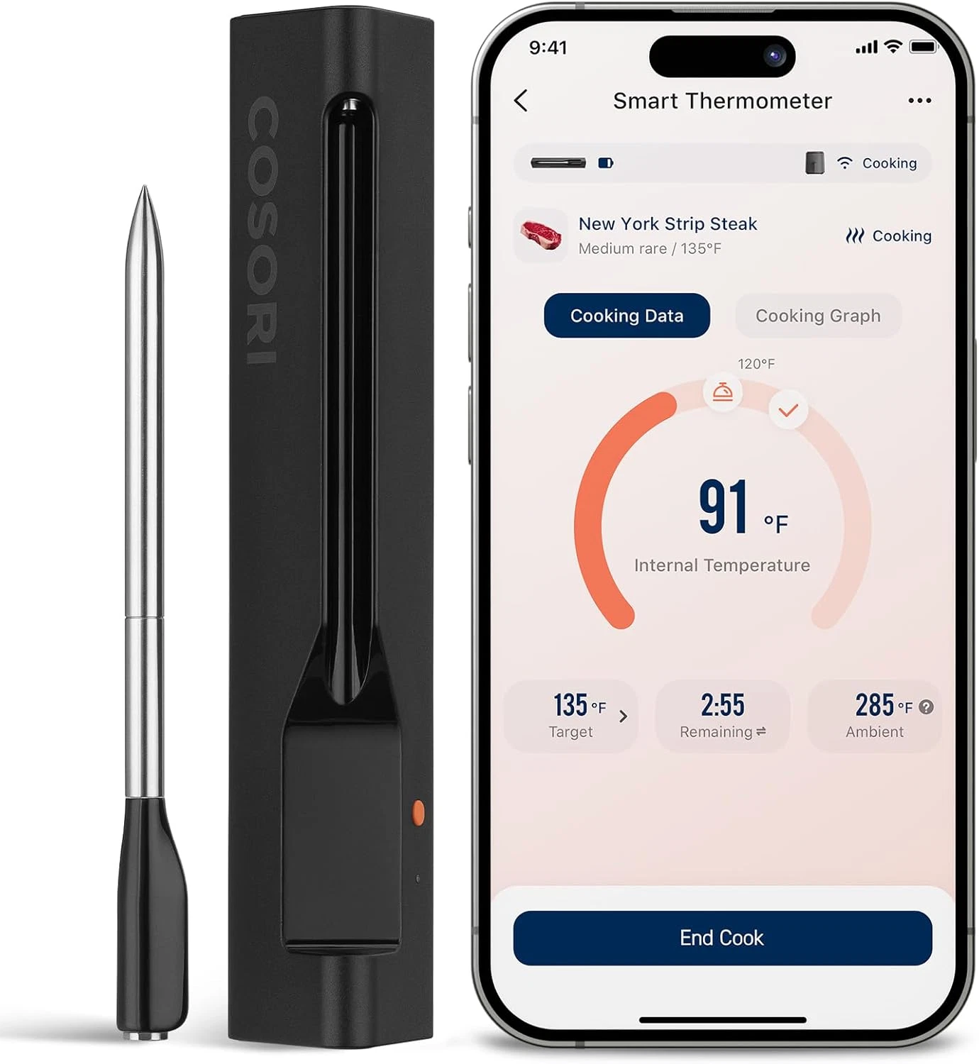 Bluetooth Wireless Meat Thermometer for Grill, Smoker, Oven & Air Fryer
Opens in a new window or tab