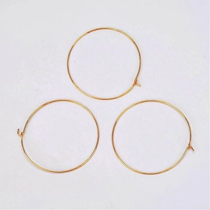 100 ANILLOS de vidrio de vino enchapados en oro para dijes 25 mm 1" sin plomo sin níquel Foto 3 de 4