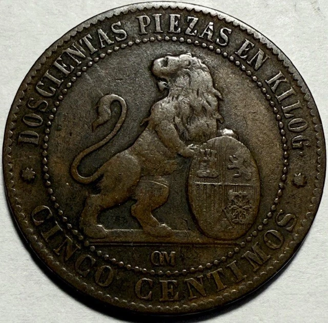 NGC-AU58BN スペイン 1870 OM 1センティモ 銅貨 25+ Copper 1870 Year Spanish Coins for sale | Updated Oct 2026