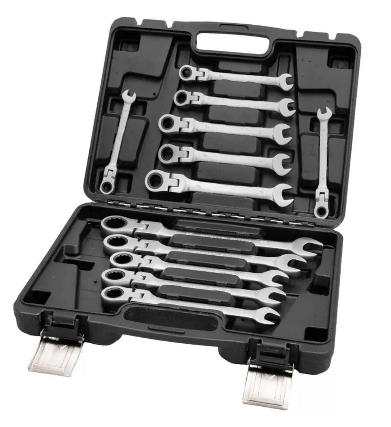 Set Professionale 12 Chiavi Combinate Cricchetto Snodabili 6-22mm