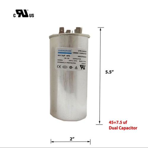 45/7,5 MFD uF 370/440 VAC CBB65B Dual Run Rundkondensator, UL-gelisteter Motorru.. - Bild 2 von 3