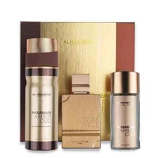 Al Haramain Amber Oud Gold Edition 3pc 2.5oz EDP, 1.0oz Spray, 6.7oz Body Spray