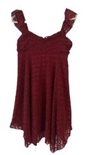 Womens Babydoll Dress M Asymmetrical Coquette Vamp Romantic Grunge Burgundy Lace