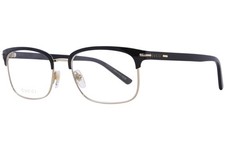 Gucci GG1448O 001 Eyeglasses Men's Gold/Black/Gold Full Rim Rectangle Shape 56mm