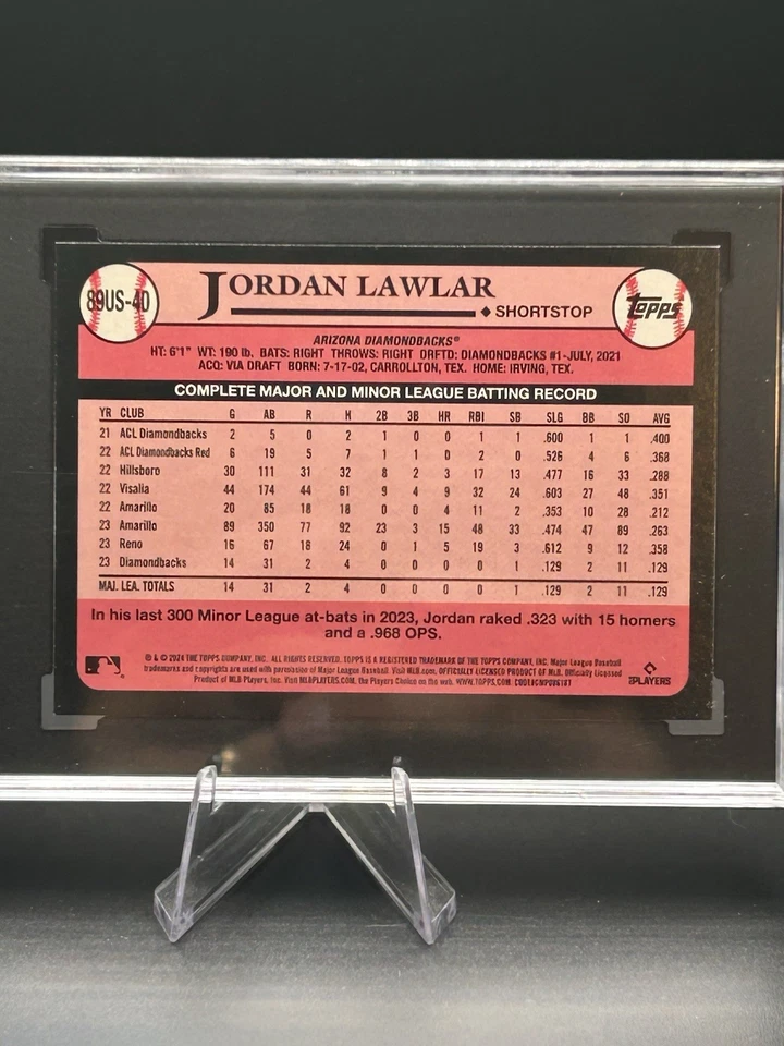 2024 Topps Update - Jordan Lawlar US-40 - 1989 Design (RC) - SGC 10 - Image 4 of 4