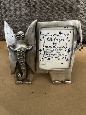 Folk Frames Pewter Elephant Picture Frame by Ashleigh Manor, Made In Taiwan