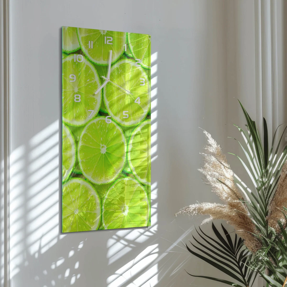 Reloj de Pared Rectangular Vertical Cristal Templado Silencioso Limas 30x60 cm