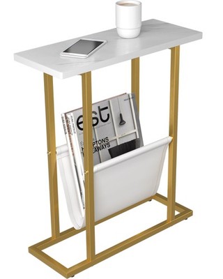 Small Narrow Side Table for Small Spaces, 17.7'' W Slim End Table Magazine Tab...