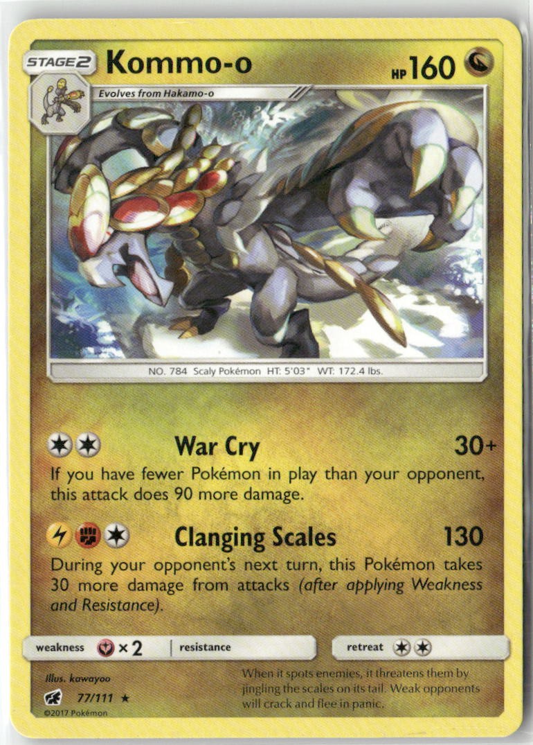 Kommo-o 77/111 Rare Crimson Invasion Pokemon Near Mint