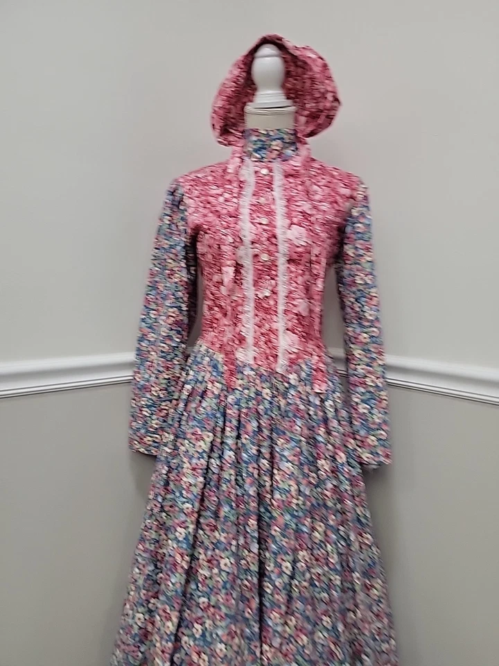 ¿De colección? Disfraz Hecho en Casa Vestido Colonial Con Gorro/Vestido Pionero Pradera Foto 3 de 4