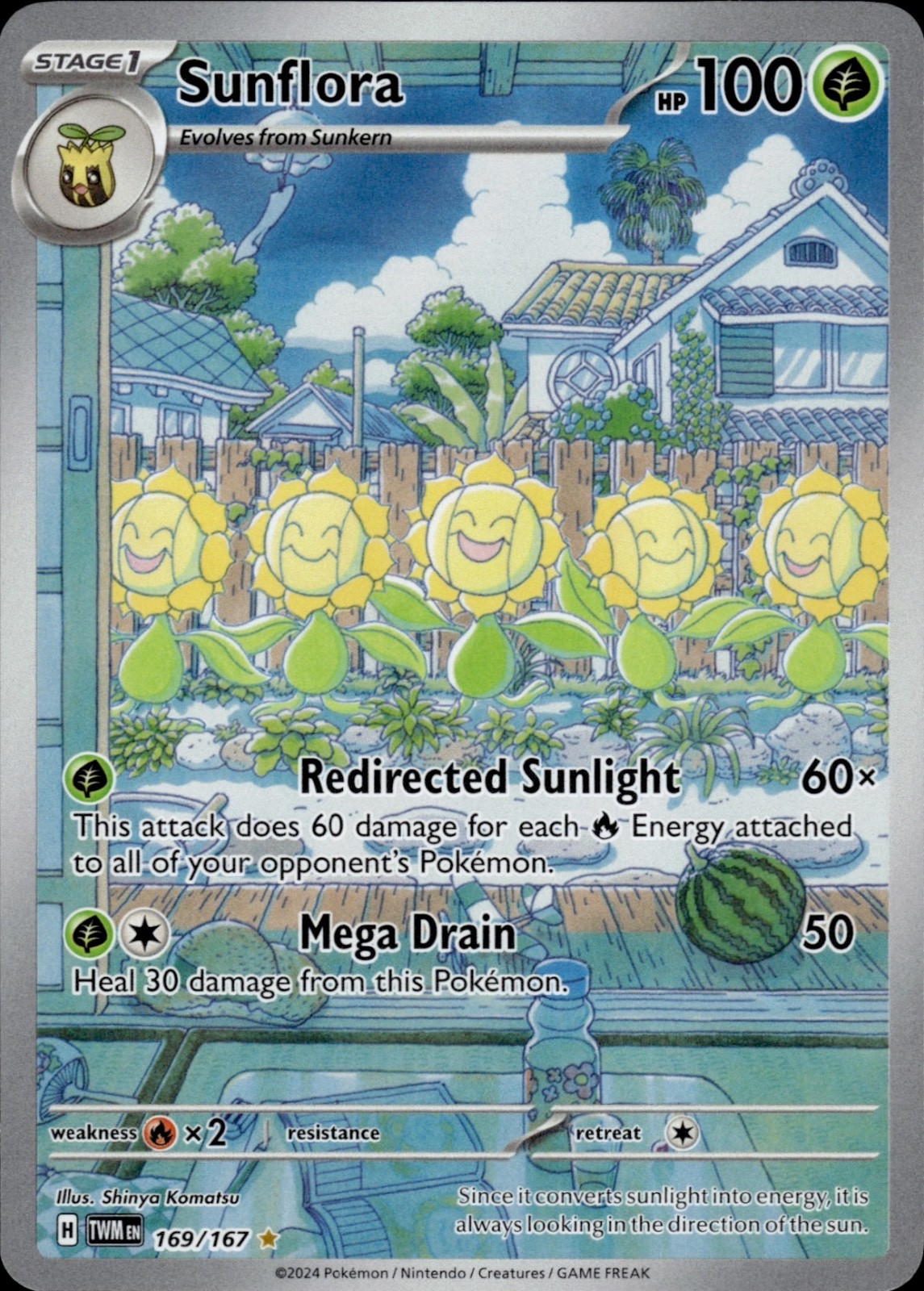 Sunflora 169/167 - Illustration Rare - Twilight Masquerade Pokemon Card MINT
