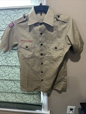 Boy Scout BSA UNIFORM SHIRT Men  s Small Short Sleeve Tan P23