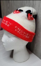 Vintage Mickey Mouse Disney Red Face Beanie Hat Knit Cap Winter Retro USA Rare