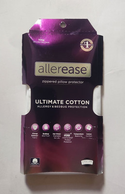 AllerEase Ultimate Cotton Zippered Pillow Protector, Hypoallergenic King White