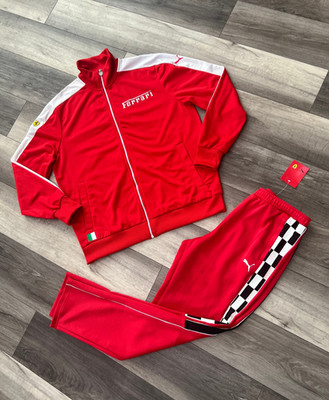 Puma Ferrari Men's Tracksuit Red Jacket Size XL and Sweatpants Size Medium