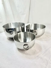 3 Farberware Mixing Batter Bowls 2 Thumb Rings Handles Nesting Stainless Steel