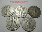 5 Walking Liberty 90% Silver Half Dollar Lot ASW 1.8085 Troy Ounces 1937 - 1945