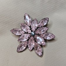 Fashion Jewelry Pink Blue Rhinestone Flower Brooch Pin