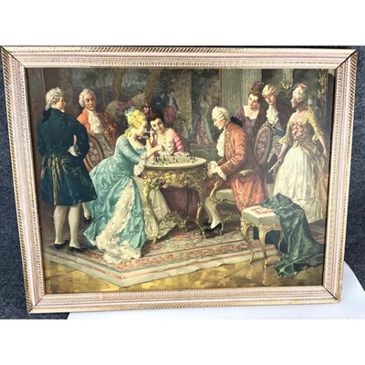 Carlo Ferranti A Chess Problem Framed Art Print Rococo Court Scene 28x22