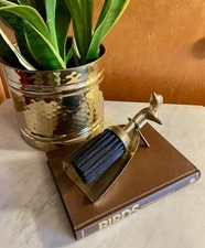 Vintage Brass Goosehead Crumb Catcher/Silent Butler/Dust Pan W/ Horsehair Brush