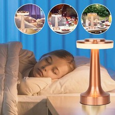 Vintage LED Table Lamp Bedside Night Light Touch Sensor Metal Lamp Rechargeable