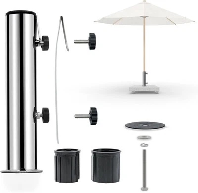 osoltus Edelstahl Universal Standrohr zu Granit Schirmständer 30/40kg mit Schutz