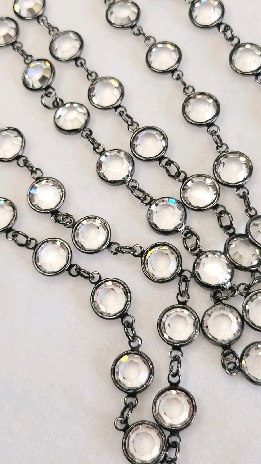 KJL Vtg Necklace Crystal Bezel 36" Long Kenneth J… - image 1