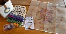 Rare Vintage Readicut Rug Kit 100% Pure Wool Violets Floral Circle 91cm 36&rdquo;