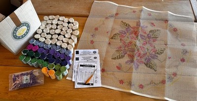 Rare Vintage Readicut Rug Kit 100% Pure Wool Violets Floral Circle 91cm 36  